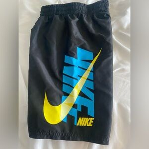 Nike Black Bathing Suit Shorts with Blue and Yellow Logo